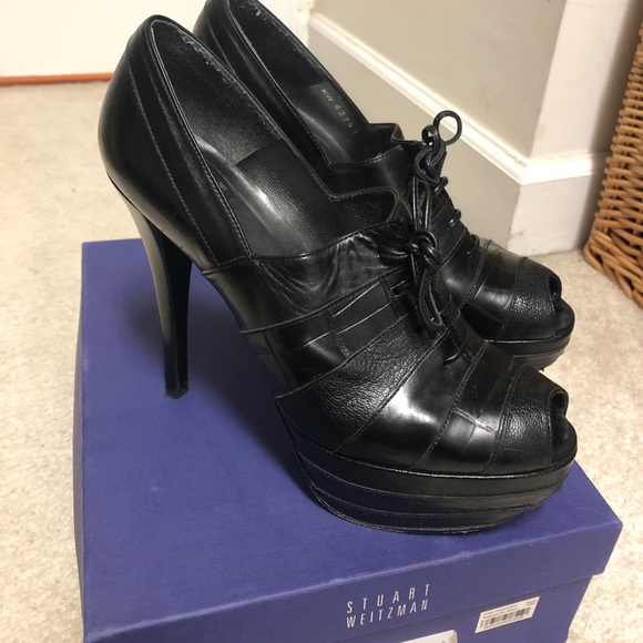 Stuart Weitzman Platform heels embossed black 8.5 - Picture 2 of 6